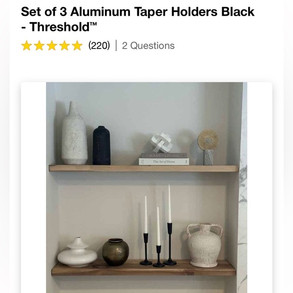 NWT Set of 3 Aluminum Taper Holders Black
- Threshold - Picture 4 of 5